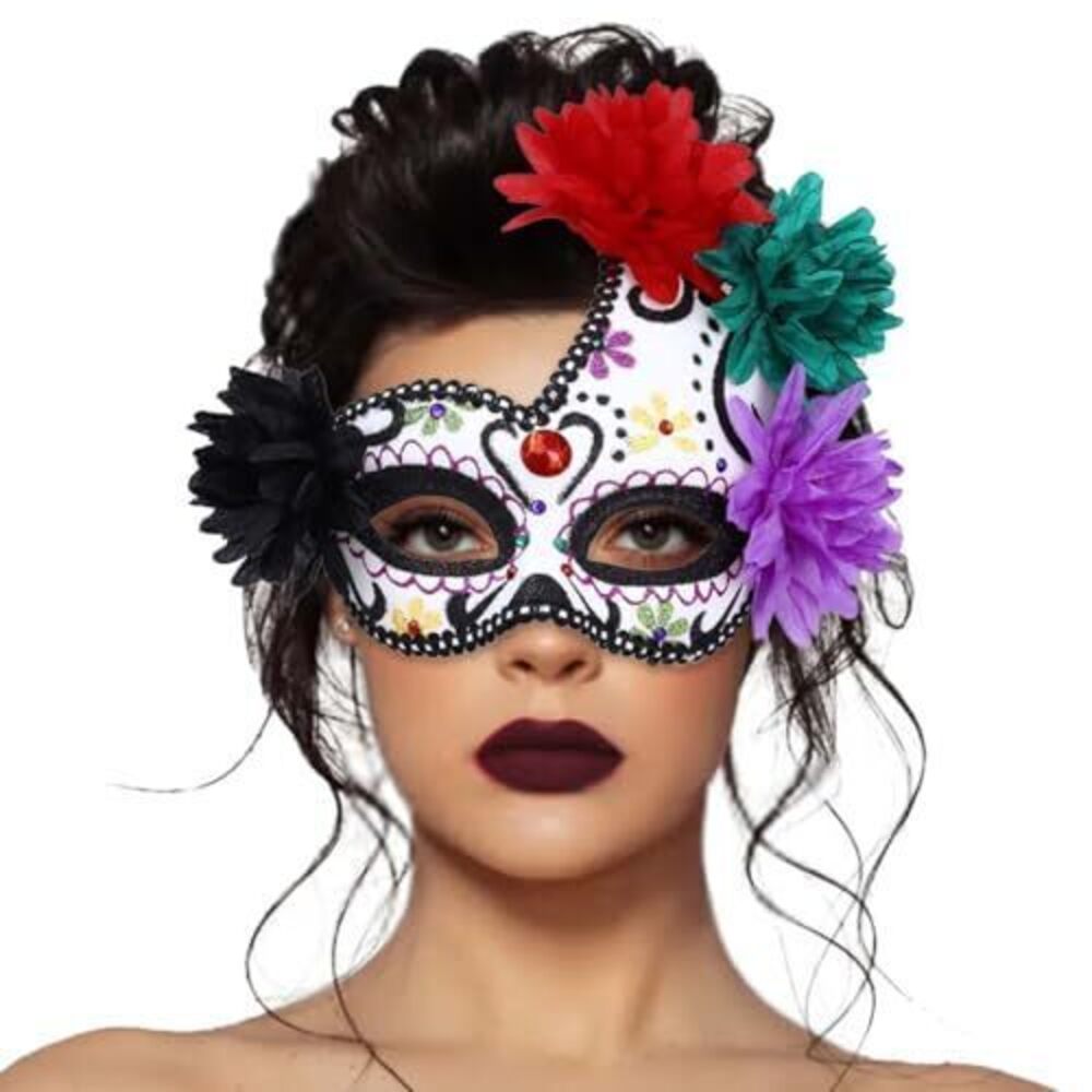 8845 Masquerade Mask Mexican Day of the Dead Mask Sugar Skull Flower
